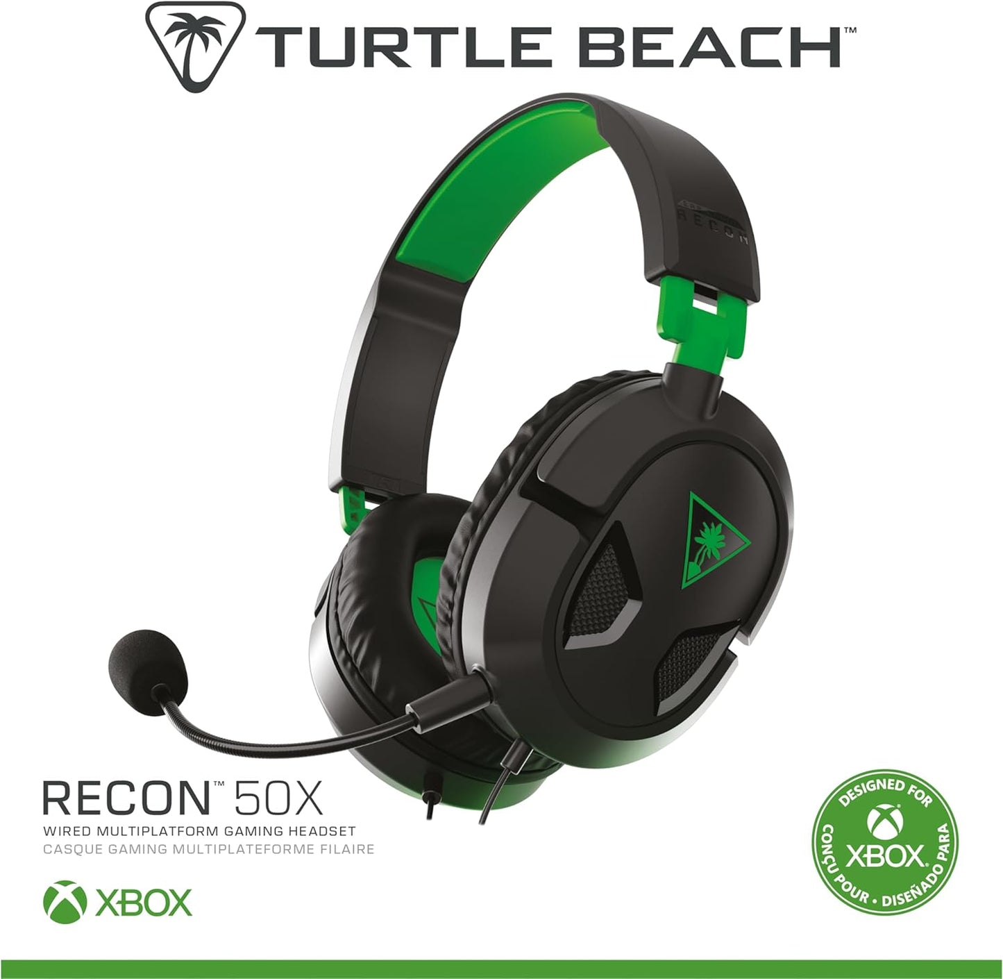 Turtle Beach Recon 50 Xbox Gaming Headset – Officially Licensed for Xbox Series X|S, Xbox One, and Windows Pcs with 3.5Mm – Also Works with PS5, PS4, and Mobile Devices, Removable Mic, 40Mm Speakers