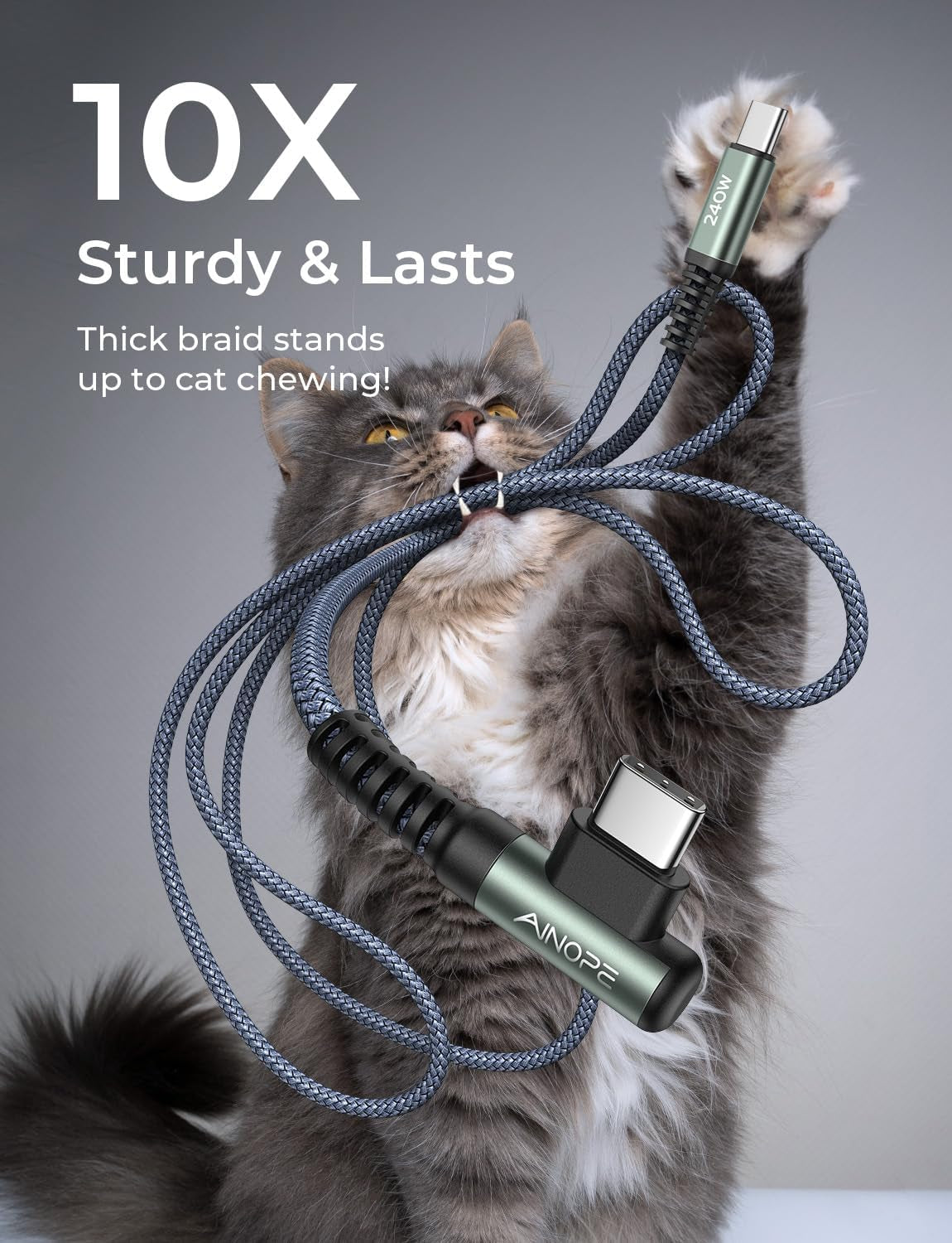 240W USB C to USB C Cable (6.6Ft 2Pack Chubby USB C) USB C to USB C Fast Charging Cable, Right Angle USB C Charger Cable for Iphone16 Charger Cord, Macbook Pro, Ipad, Samsung Galaxy S25