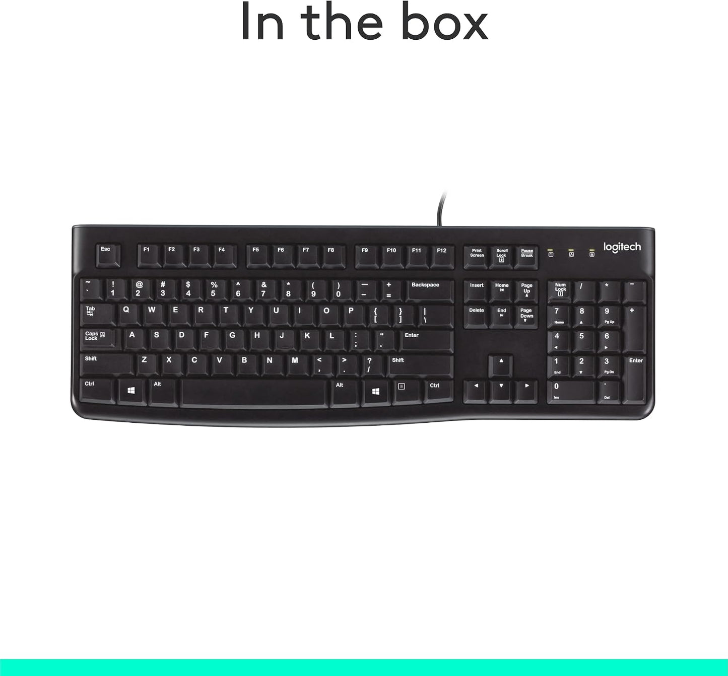 Logitech K120 Wired Keyboard for Windows, USB Plug-And-Play, Full-Size, Spill-Resistant, Curved Space Bar, Compatible with PC, Laptop - Black