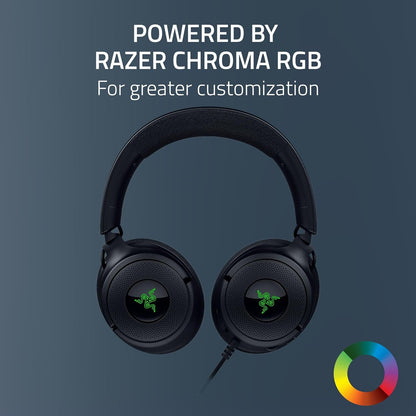 Razer Kraken V4 X Wired Gaming Headset: 40 Mm Drivers - Cardioid Mic - Memory Foam Cushions - Chroma RGB Lighting - Type C & Type a Cable - for PC, Mac, PS5, Nintendo Switch 2, Steam Deck, Smartphone