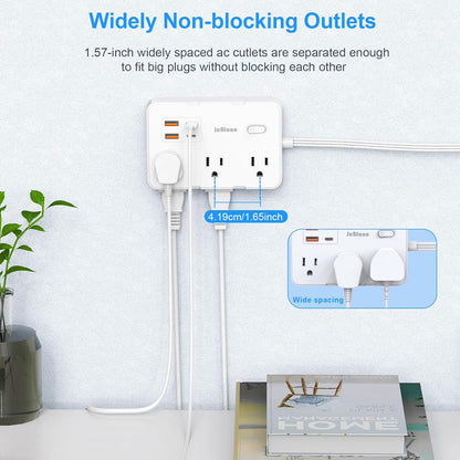 Power Strip 6-Outlets Surge Protector Power Strip 5Ft Long Extension Cord