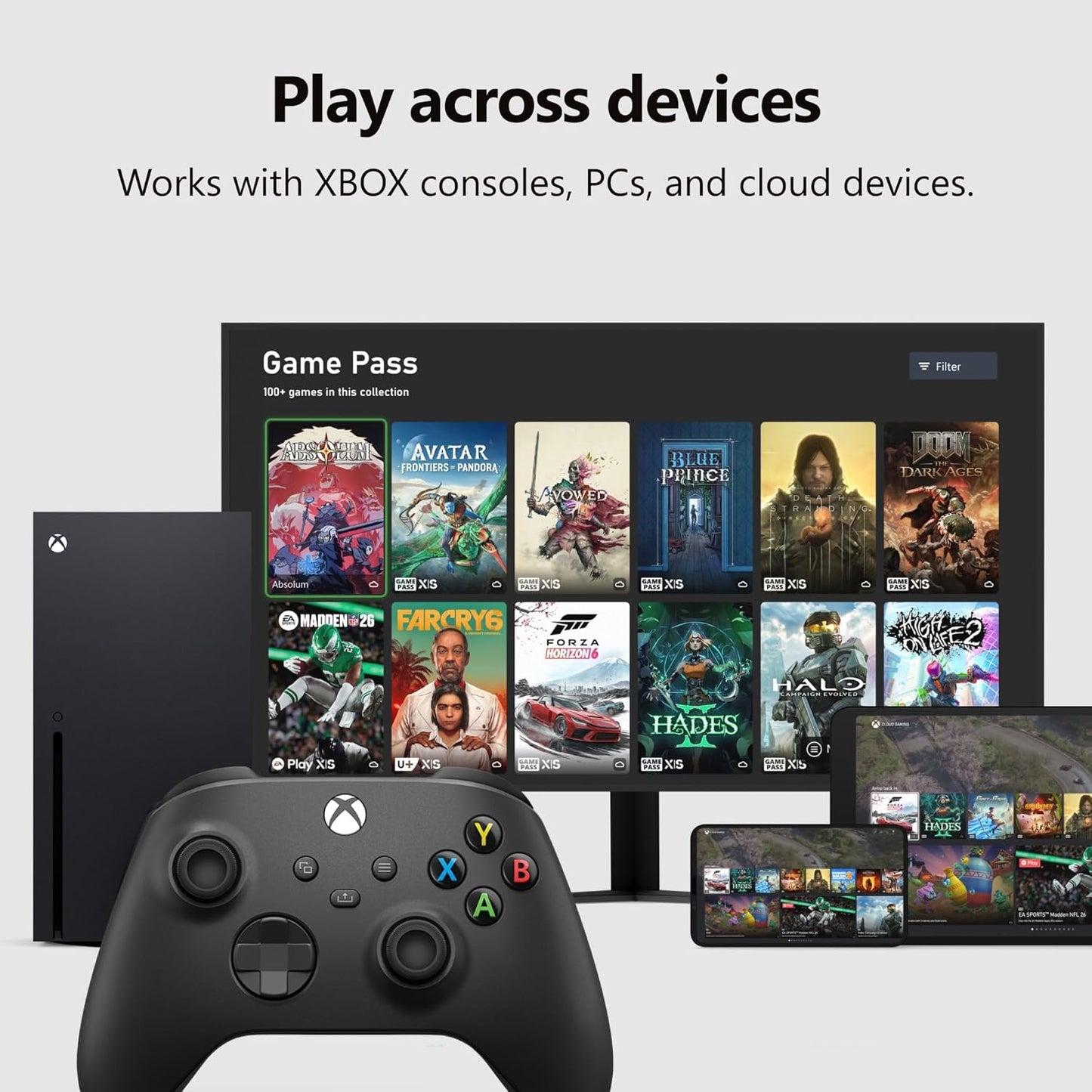 XBOX Wireless Gaming Controller | Carbon Black | Console, PC, & Cloud Devices | Textured Grip | Wireless, Bluetooth, USB-C Connectivity