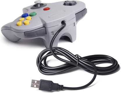 2 Pack USB Wired N64 Controller, Classic N64 PC Gamepad Joystick Controller for Windows PC MAC Linux Raspberry Pi 3 (Black/Gray)