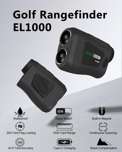 Range Finder Golf, 1200 Yards Golf Rangefinder with Slope, Golf Range Finder with Magnetic and Pin Lock Vibration, 6X Magnification, Rechargeable Compact Golfing Range Finder
