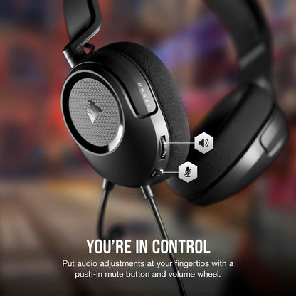 Corsair HS35 Surround V2 Multiplatform Wired Gaming Headset – Dolby 7.1 – Flexible Omni-Directional Microphone – Universal 3.5Mm Connection – PC, Mac, PS5, PS4, Xbox, Nintendo Switch, Mobile – Carbon