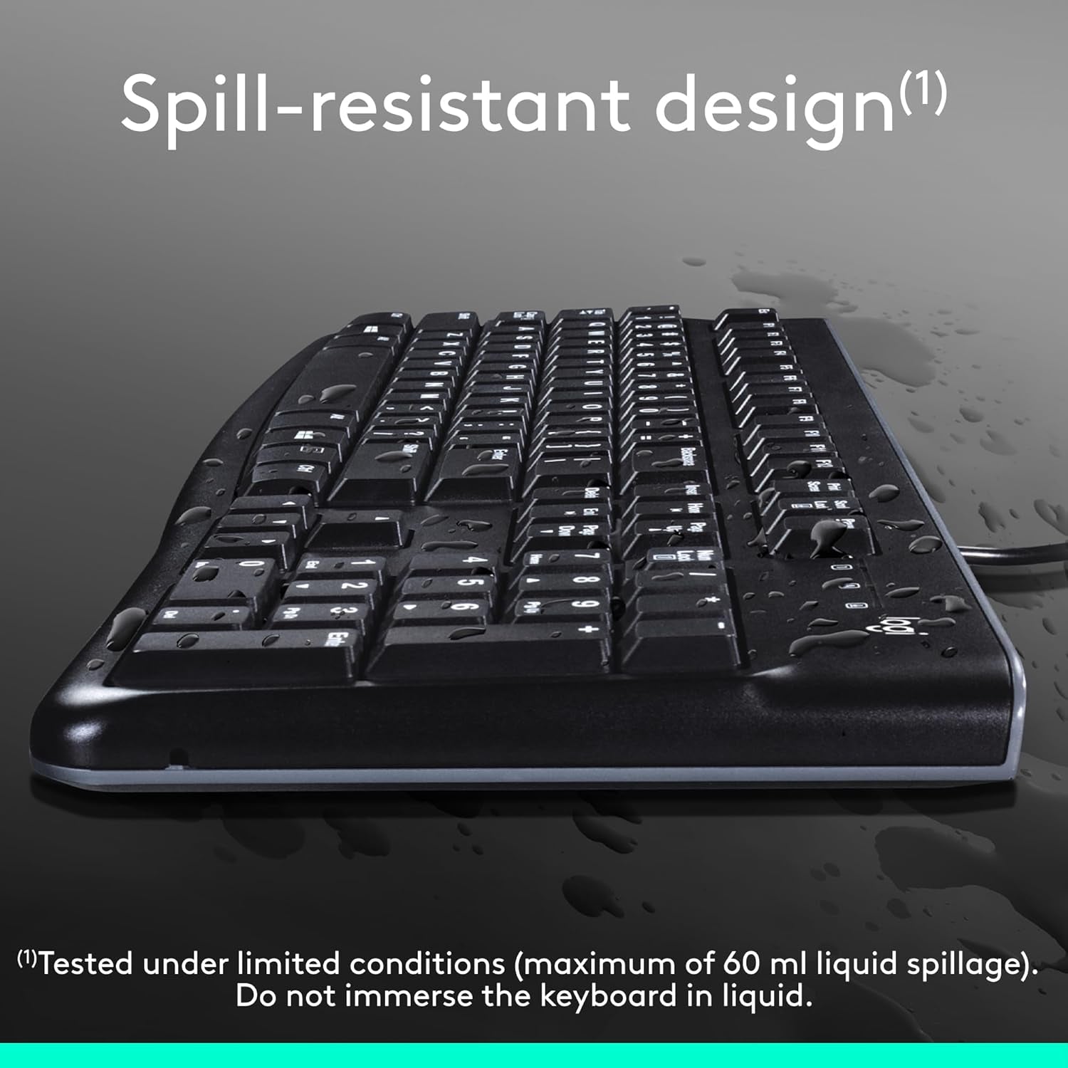 Logitech K120 Wired Keyboard for Windows, USB Plug-And-Play, Full-Size, Spill-Resistant, Curved Space Bar, Compatible with PC, Laptop - Black