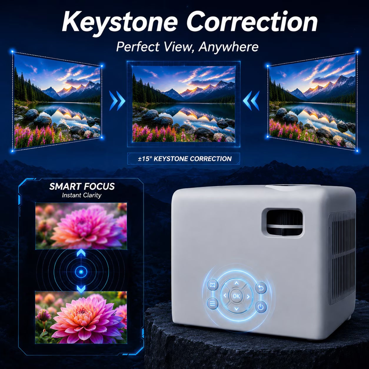 Transform Your Space with the Native 1080P Mini Projector - Experience Stunning 4K Support, 5G Wifi, and Bluetooth for Ultimate Home Theater Enjoyment!