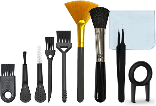 Computer Keyboard Cleaning Brush, anti Static Nylon Electronics Cleaning Brush Kit, for Computer Keyboard, Printer, Phone, Sewing Machine, Car Interior Detailing, Razor Cleaning (Set of 10)