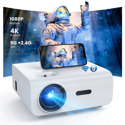 Transform Your Space with the Native 1080P Mini Projector - Experience Stunning 4K Support, 5G Wifi, and Bluetooth for Ultimate Home Theater Enjoyment!