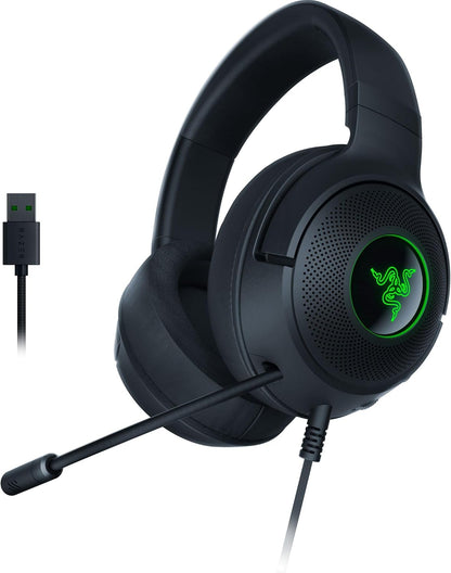 Razer Kraken V3 X Wired USB Gaming Headset: Lightweight Build - Triforce 40Mm Drivers - Hyperclear Cardioid Mic - 7.1 Surround Sound - Chroma RGB Lighting - Black