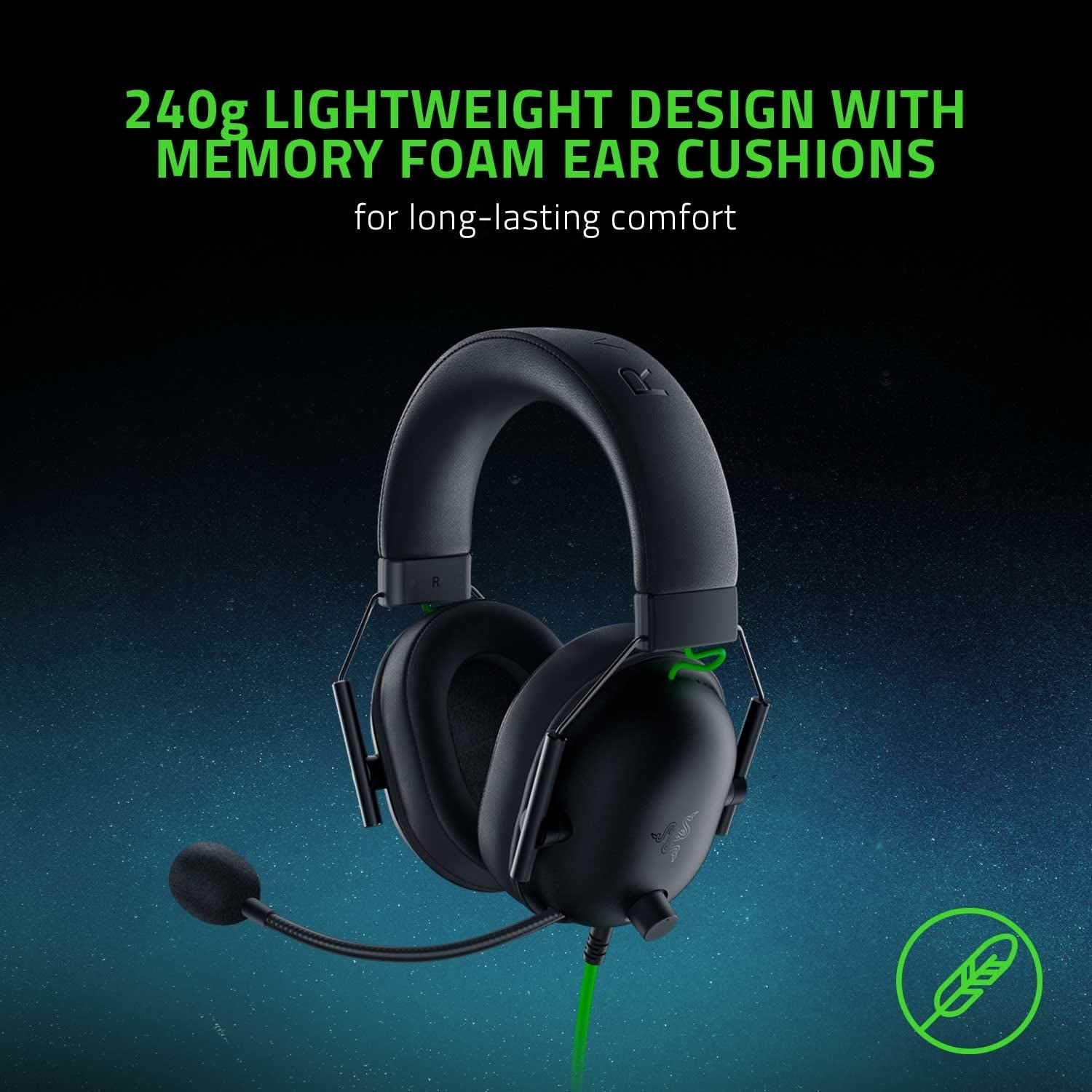 Razer Blackshark V2 X Gaming Headset: 7.1 Surround Sound - 50Mm Drivers - Memory Foam Cushion - for PC, PS4, PS5, Switch - 3.5Mm Audio Jack - Black