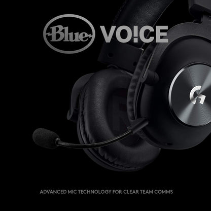 Logitech G Pro X Wired Gaming Headset: Blue VO!CE Detachable Boom Mic, DTS 7.1, 50 Mm Drivers, Usb/3.5Mm Aux, Spare Memory Foam Ear Pads, USB DAC & Bag Included - Black