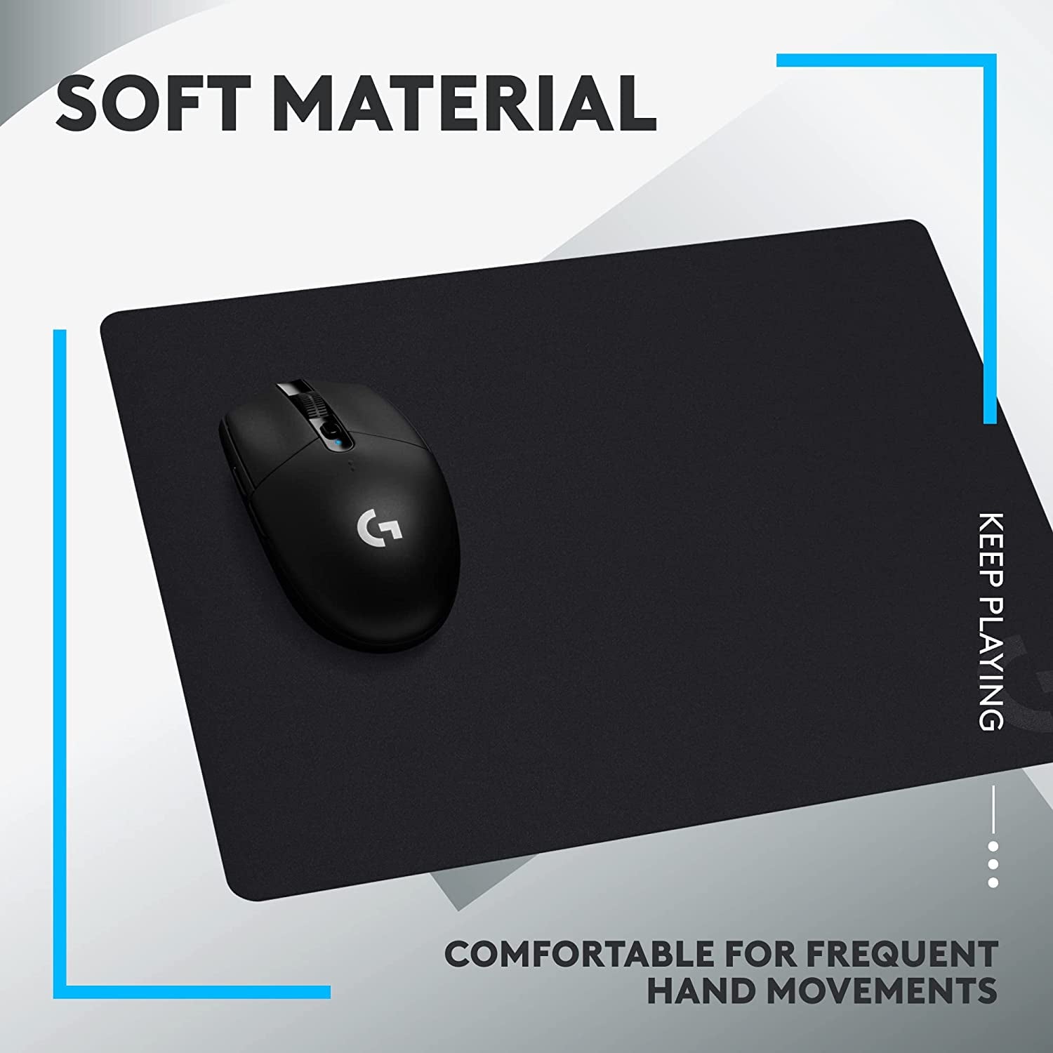 Logitech G240 Cloth Gaming Mouse Pad, Optimized for Sensors, Moderate Surface Friction, Non-Slip Mouse Mat, Mac and PC Accessories, 340 X 280 X 1 Mm, Black