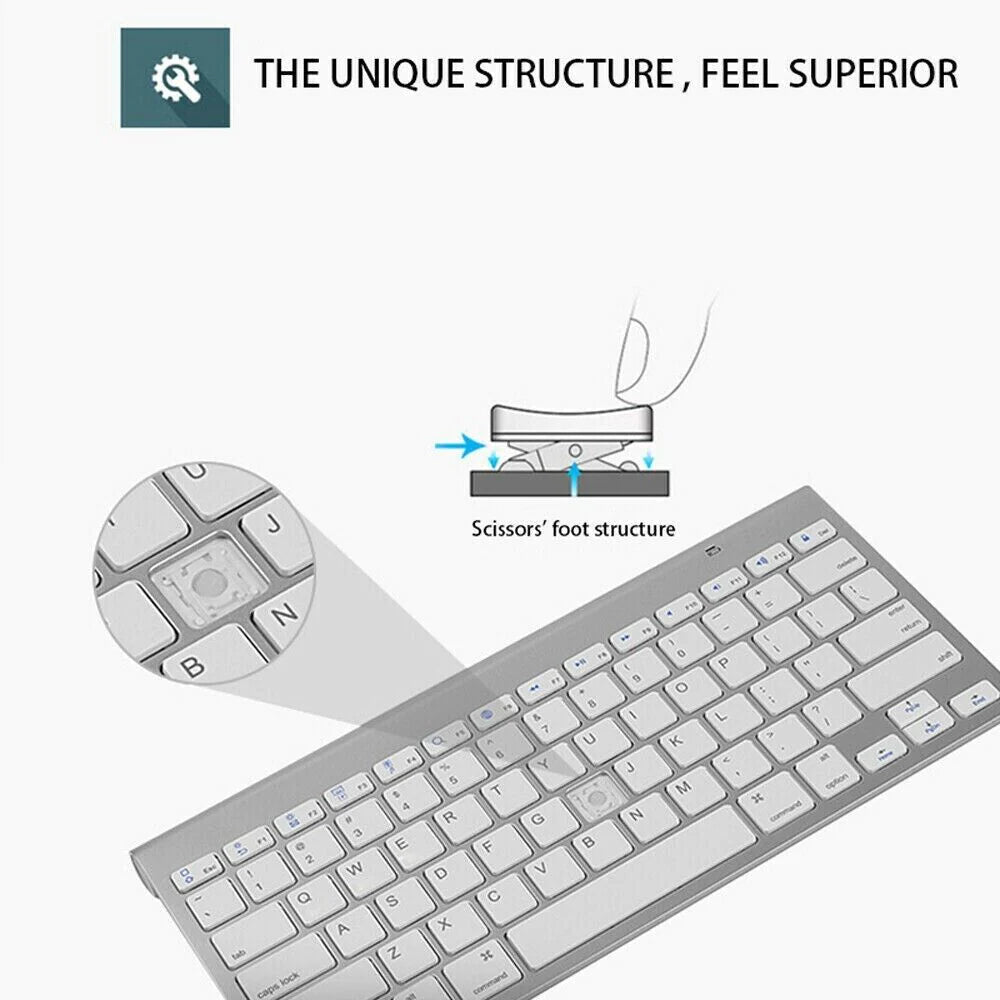 Mini Wireless Keyboard and Mouse Set Waterproof 2.4G for Mac Apple PC Computer