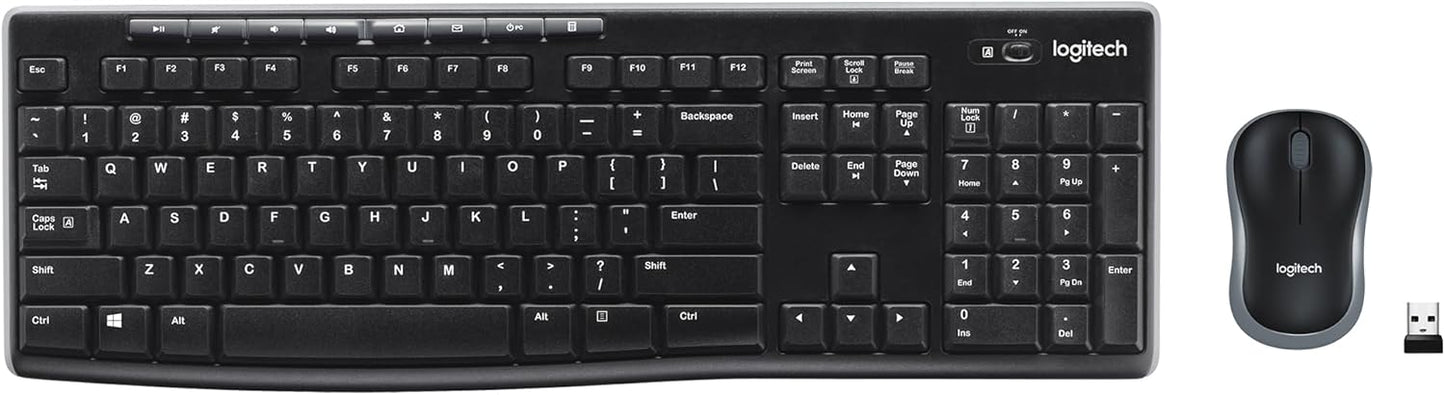 Logitech MK270 Wireless Keyboard and Mouse Combo for Windows, 2.4 Ghz Wireless, Compact Mouse, 8 Multimedia and Shortcut Keys, 2-Year Battery Life, for PC, Laptop - Black