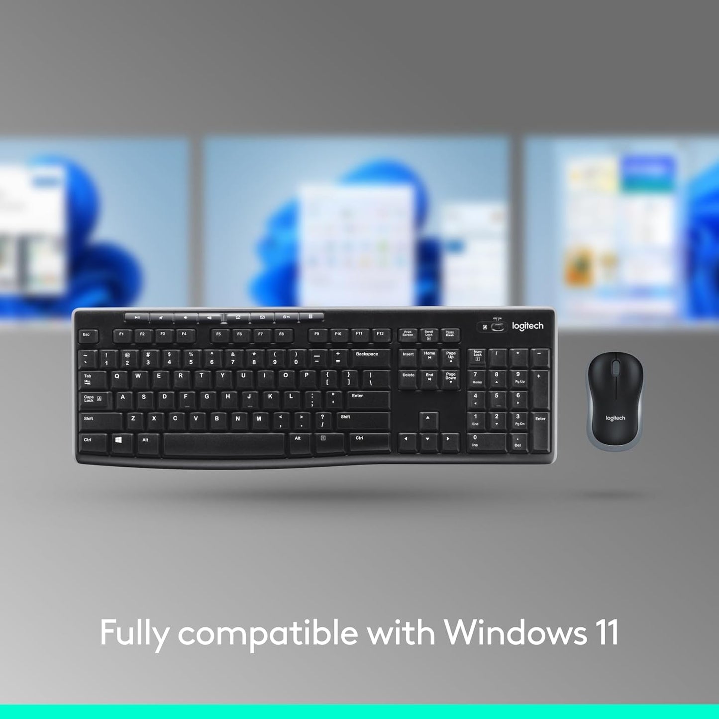Logitech MK270 Wireless Keyboard and Mouse Combo for Windows, 2.4 Ghz Wireless, Compact Mouse, 8 Multimedia and Shortcut Keys, 2-Year Battery Life, for PC, Laptop - Black
