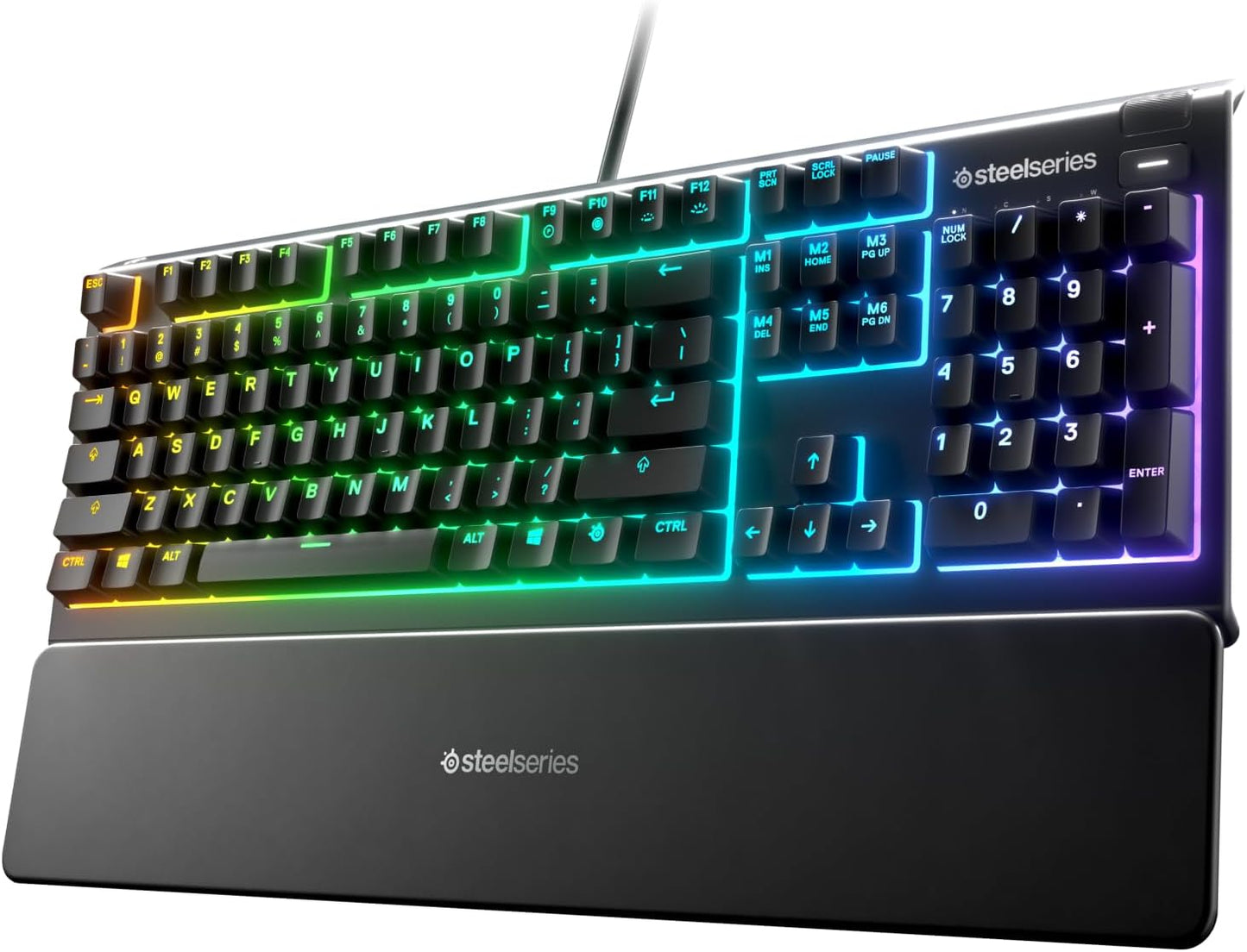 Steelseries Apex 3 RGB Gaming Keyboard – 10-Zone RGB Illumination – IP32 Water Resistant – Premium Magnetic Wrist Rest (Whisper Quiet Gaming Switch)