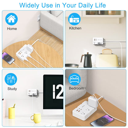 Power Strip 6-Outlets Surge Protector Power Strip 5Ft Long Extension Cord