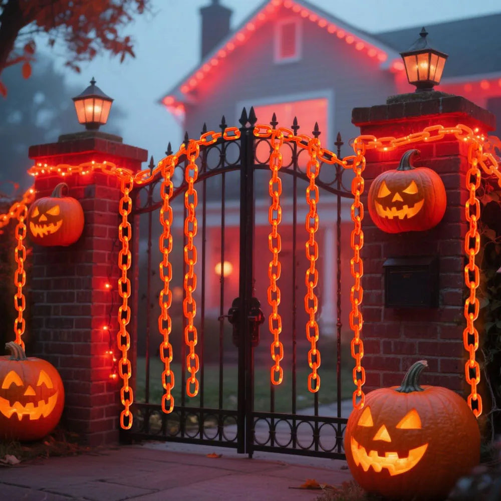 Halloween Plastic Chain Lights - 2/3M Decorative String Lights with 8 Lighting Modes for Skeleton Dog Outdoor Decorations