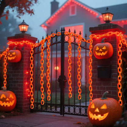 Halloween Plastic Chain Lights - 2/3M Decorative String Lights with 8 Lighting Modes for Skeleton Dog Outdoor Decorations