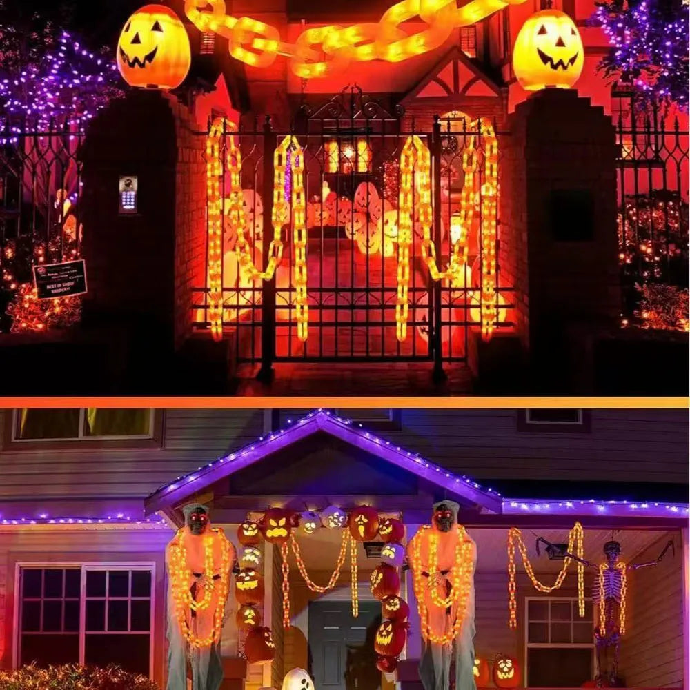 Halloween Plastic Chain Lights - 2/3M Decorative String Lights with 8 Lighting Modes for Skeleton Dog Outdoor Decorations