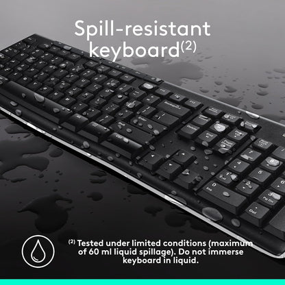 Logitech MK270 Wireless Keyboard and Mouse Combo for Windows, 2.4 Ghz Wireless, Compact Mouse, 8 Multimedia and Shortcut Keys, 2-Year Battery Life, for PC, Laptop - Black