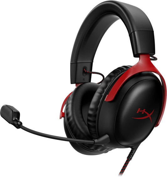 Cloud III – Wired Gaming Headset, PC, PS5, Xbox Series X|S, Angled 53Mm Drivers, Spatial Audio, Memory Foam, Durable Frame, Ultra-Clear 10Mm Mic, USB-C, USB-A, 3.5Mm – Black/Red