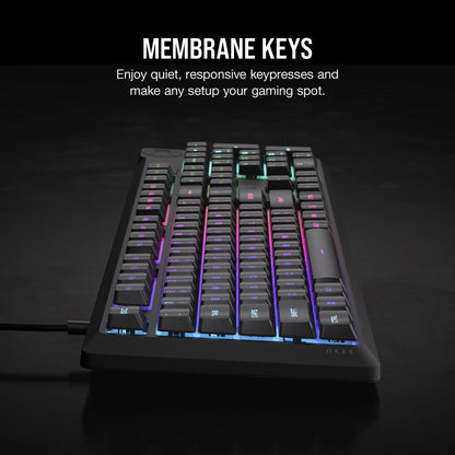 K55 CORE RGB Full Size USB Gaming Keyboard with Safety Leaflet, Black & Gray