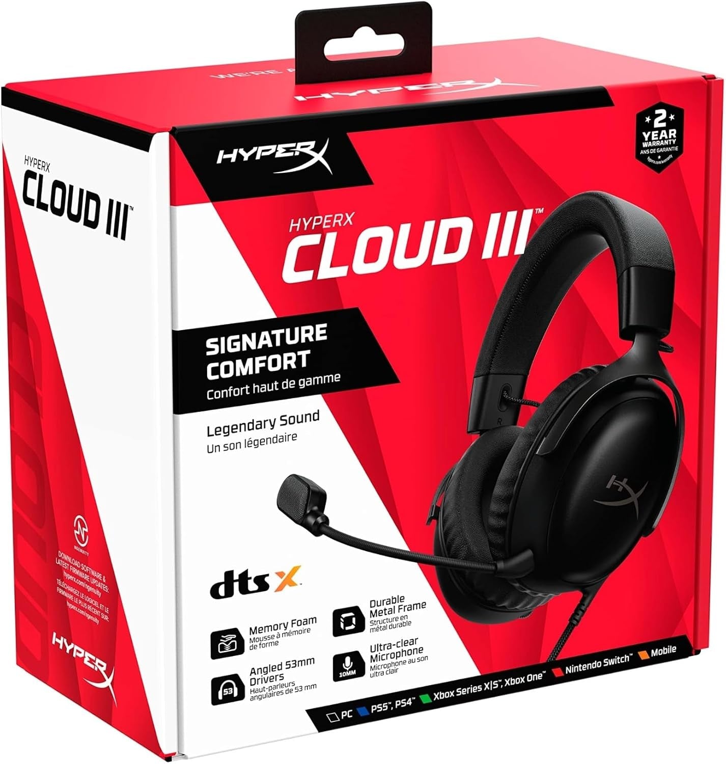 Cloud III – Wired Gaming Headset, PC, PS5, Xbox Series X|S, Angled 53Mm Drivers, Spatial Audio, Memory Foam, Durable Frame, Ultra-Clear 10Mm Mic, USB-C, USB-A, 3.5Mm – Black