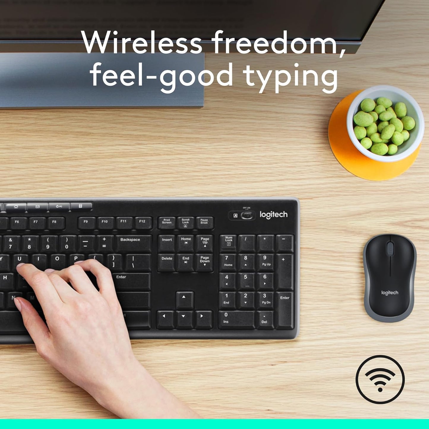 Logitech MK270 Wireless Keyboard and Mouse Combo for Windows, 2.4 Ghz Wireless, Compact Mouse, 8 Multimedia and Shortcut Keys, 2-Year Battery Life, for PC, Laptop - Black
