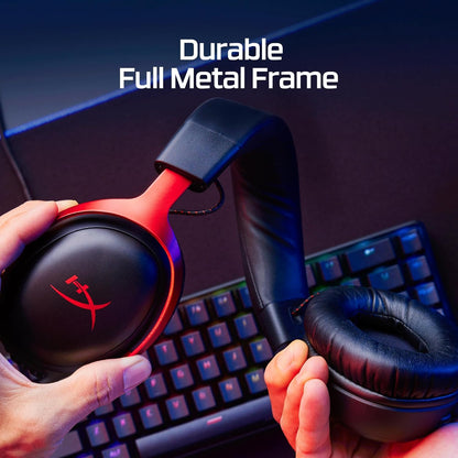 Cloud III – Wired Gaming Headset, PC, PS5, Xbox Series X|S, Angled 53Mm Drivers, Spatial Audio, Memory Foam, Durable Frame, Ultra-Clear 10Mm Mic, USB-C, USB-A, 3.5Mm – Black/Red