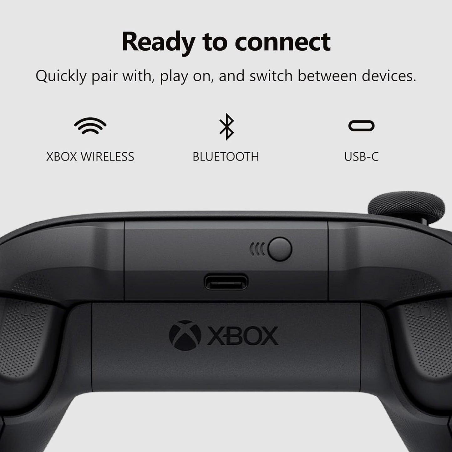 XBOX Wireless Gaming Controller | Carbon Black | Console, PC, & Cloud Devices | Textured Grip | Wireless, Bluetooth, USB-C Connectivity