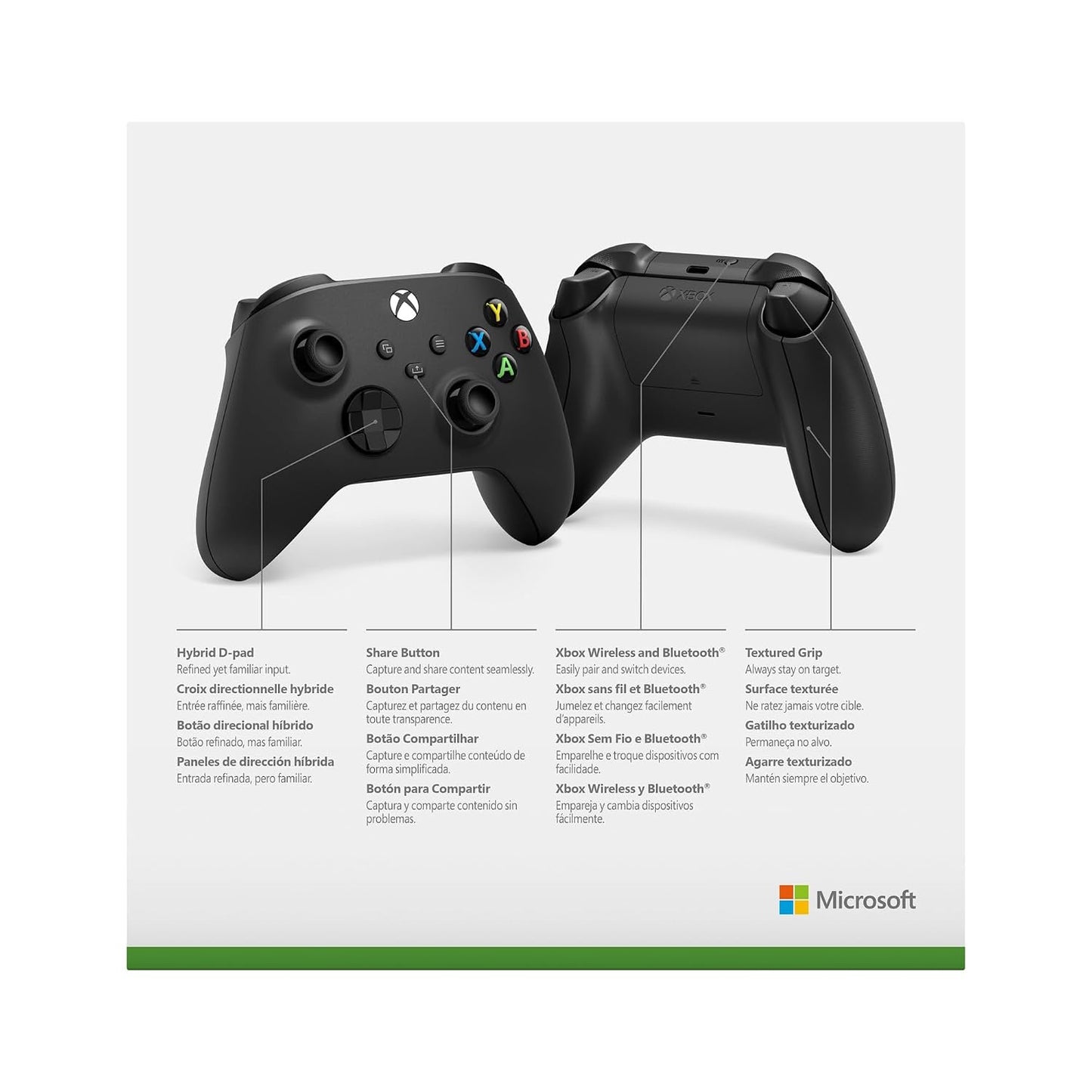 XBOX Wireless Gaming Controller | Carbon Black | Console, PC, & Cloud Devices | Textured Grip | Wireless, Bluetooth, USB-C Connectivity