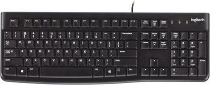 Logitech K120 Wired Keyboard for Windows, USB Plug-And-Play, Full-Size, Spill-Resistant, Curved Space Bar, Compatible with PC, Laptop - Black