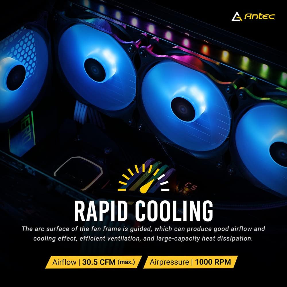 120Mm Case Fan, RGB Case Fans, 3 Packs RGB Fans, PC Fan, 4-PIN RGB, F12 Series