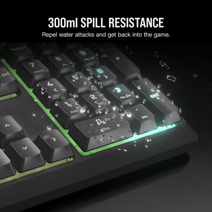 K55 CORE RGB Full Size USB Gaming Keyboard with Safety Leaflet, Black & Gray