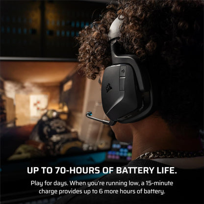 Corsair Void V2 Wireless Gaming Headset with Bluetooth for PC, PS5, PS4, Switch, Mobile – Dolby Atmos, 70 Hr Battery, Dual Wireless, Lightweight, Fast Charging – Carbon