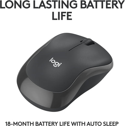 Logitech M240 Silent Bluetooth Mouse, Wireless, Compact, Portable, Smooth Tracking, 18-Month Battery, for Windows, Macos, Chromeos, Compatible with PC, Mac, Laptop, Tablets - Graphite