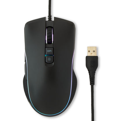 Wired USB Gaming Mouse with Adjustable DPI, Backlit, 7 Buttons Black