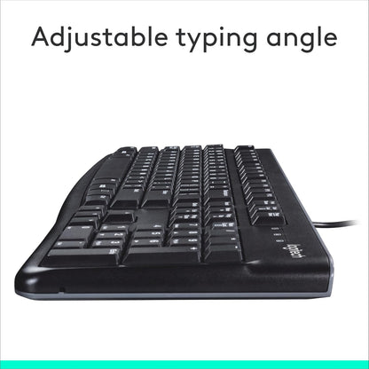 Logitech K120 Wired Keyboard for Windows, USB Plug-And-Play, Full-Size, Spill-Resistant, Curved Space Bar, Compatible with PC, Laptop - Black