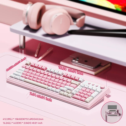 S99 Gaming Keyboard, Wireless Computer Keyboards, Tri-Mode Bluetooth Creamy Custom Keyboard with Number Pad, RGB Backlit Media Knob Cute Programmable Keyboard for PC Gamer - Gradient Blue