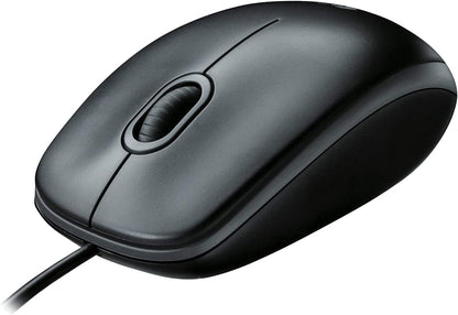 Logitech B100 Wired Mouse for Computer and Laptop, USB Corded Mouse, Right or Left Hand Use - Black