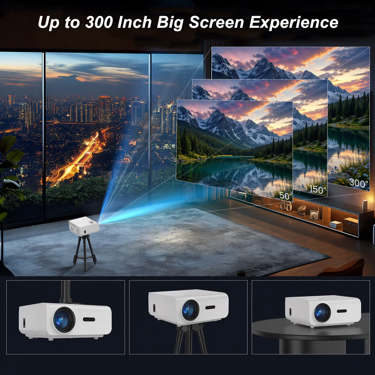 Transform Your Space with the Native 1080P Mini Projector - Experience Stunning 4K Support, 5G Wifi, and Bluetooth for Ultimate Home Theater Enjoyment!