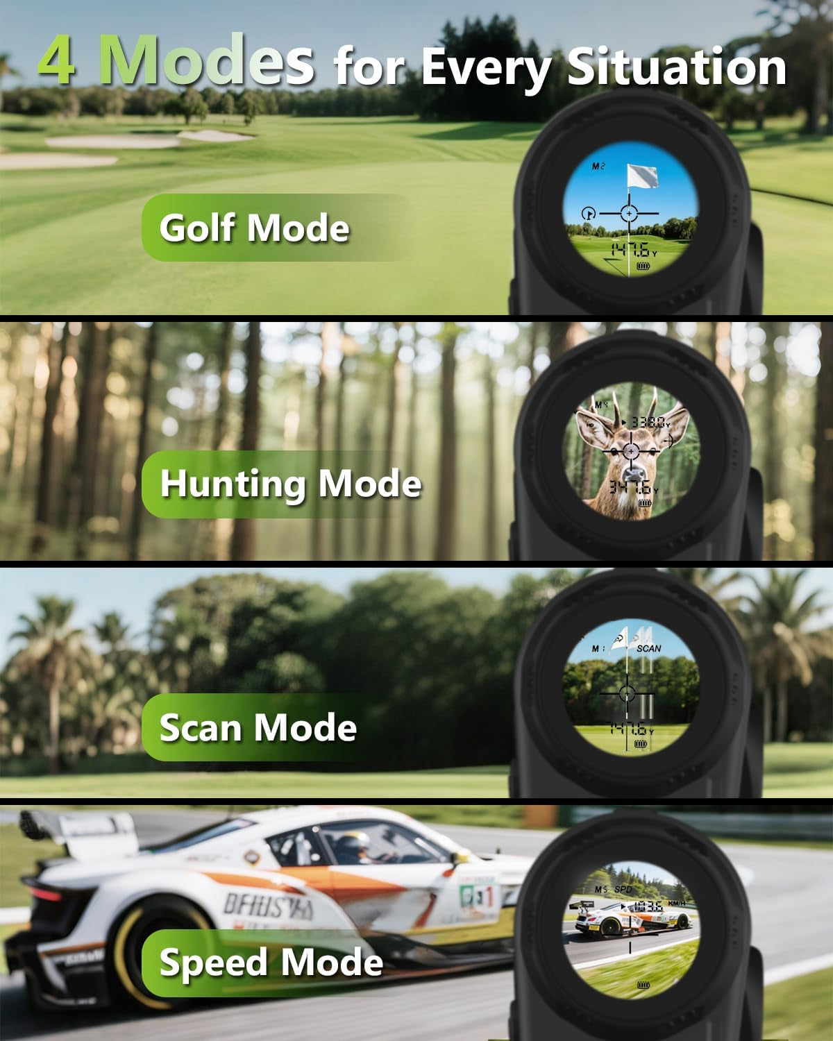 Range Finder Golf, 1200 Yards Golf Rangefinder with Slope, Golf Range Finder with Magnetic and Pin Lock Vibration, 6X Magnification, Rechargeable Compact Golfing Range Finder