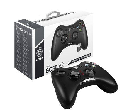Msi Force GC30V2 Wireless Gaming Controller, Dual Vibration Motors, Dual Connection Modes, Interchangable D-Pads, Compatible with PC & Android, Black