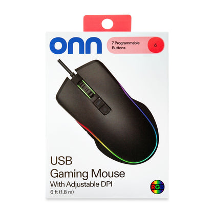 Wired USB Gaming Mouse with Adjustable DPI, Backlit, 7 Buttons Black