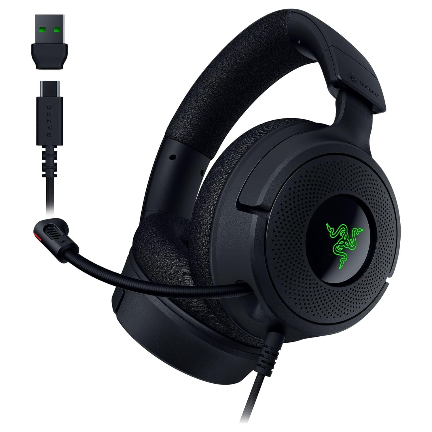 Razer Kraken V4 X Wired Gaming Headset: 40 Mm Drivers - Cardioid Mic - Memory Foam Cushions - Chroma RGB Lighting - Type C & Type a Cable - for PC, Mac, PS5, Nintendo Switch 2, Steam Deck, Smartphone