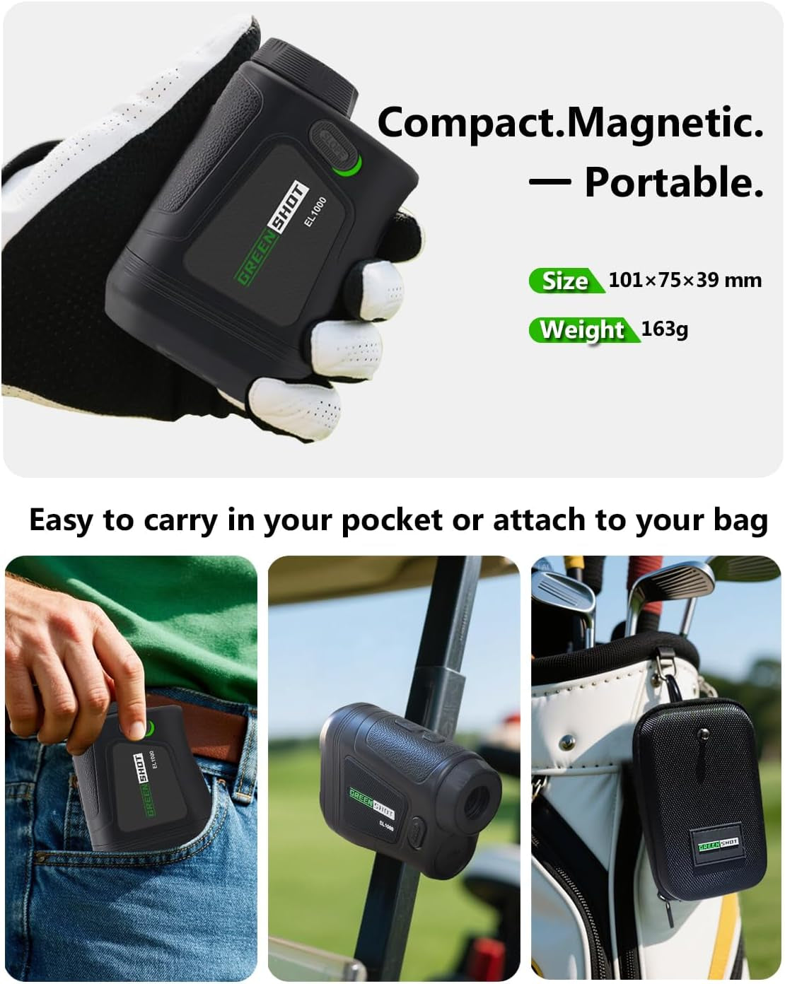 Range Finder Golf, 1200 Yards Golf Rangefinder with Slope, Golf Range Finder with Magnetic and Pin Lock Vibration, 6X Magnification, Rechargeable Compact Golfing Range Finder