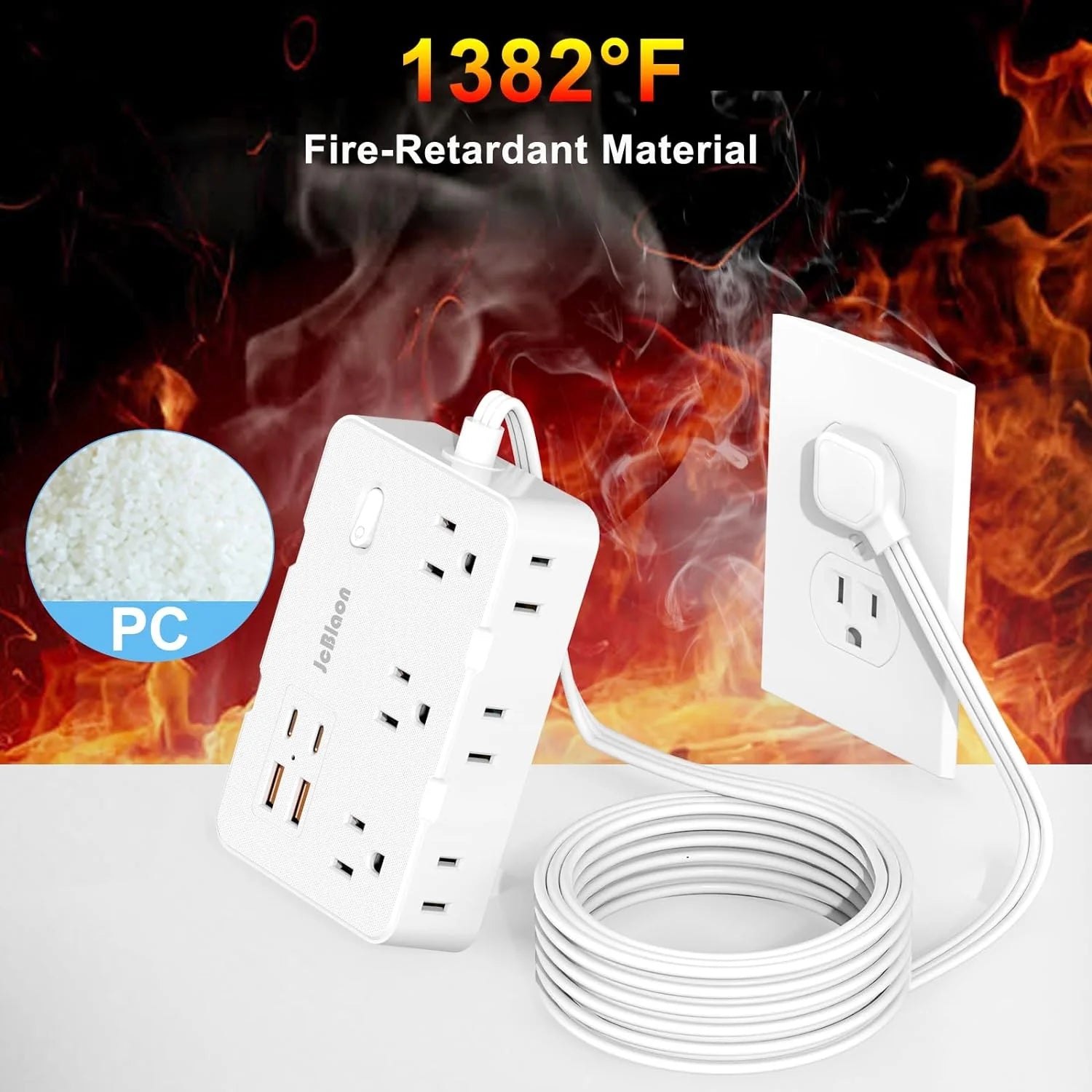 Power Strip 6-Outlets Surge Protector Power Strip 5Ft Long Extension Cord
