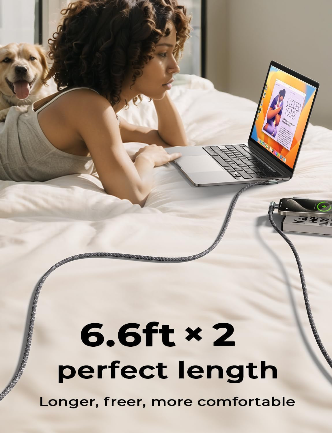 240W USB C to USB C Cable (6.6Ft 2Pack Chubby USB C) USB C to USB C Fast Charging Cable, Right Angle USB C Charger Cable for Iphone16 Charger Cord, Macbook Pro, Ipad, Samsung Galaxy S25